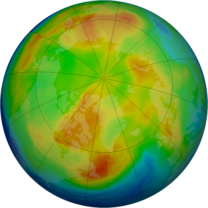 Arctic ozone map for 07 January 1988